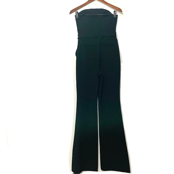 ALC Strapless Apron Front Black Tailored Belted Widish Leg Jumpsuit - Picture 6 of 16